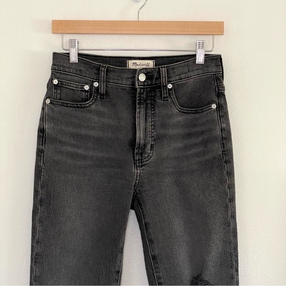 Madewell The Perfect Vintage High Waist Knee Rip Jean Cosner Washed Black - Picture 9 of 16
